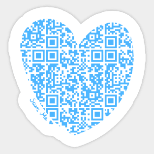 Blue Rick Astley Rickroll QR Code Heart Art Sticker